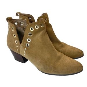 Sam Edelman Tan Suede Ankle Booties with Studded Eyelets